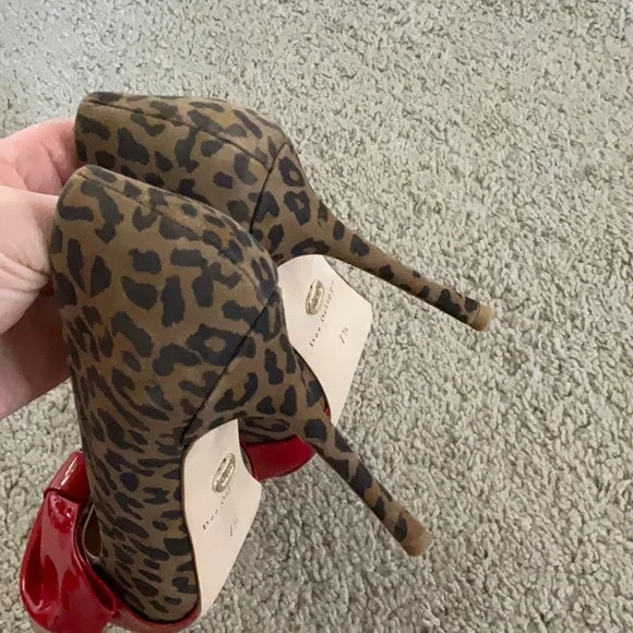 Red and Brown Leopard Print Stiletto Heels - Picture 6 of 7
